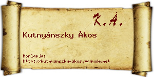 Kutnyánszky Ákos névjegykártya
