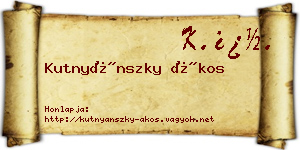 Kutnyánszky Ákos névjegykártya
